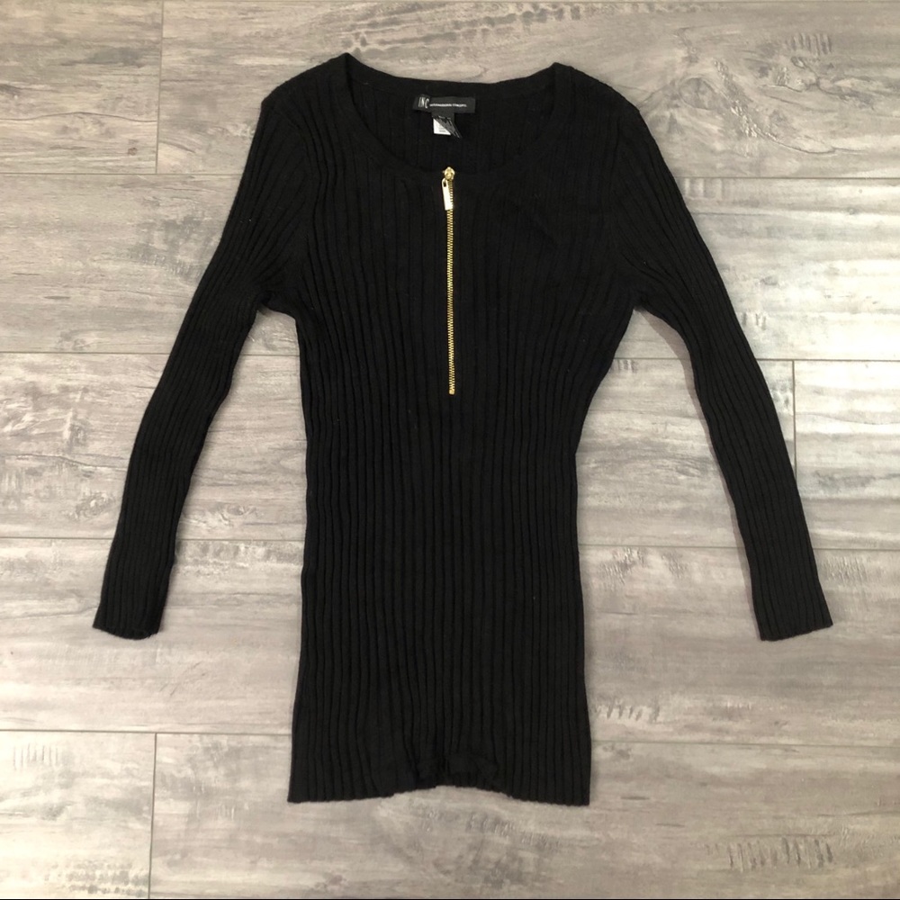 INC Body Shaping Long Sleeve with Zipper Detail